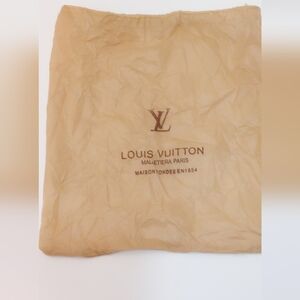 Louis Vuitton Beige Purse Storage Bag With Brown LV Logo On Front